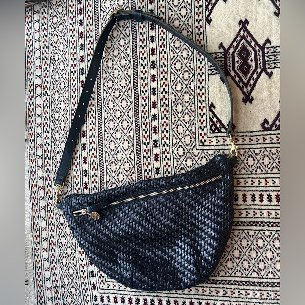 Clare V Grande Fanny Black Woven Bag